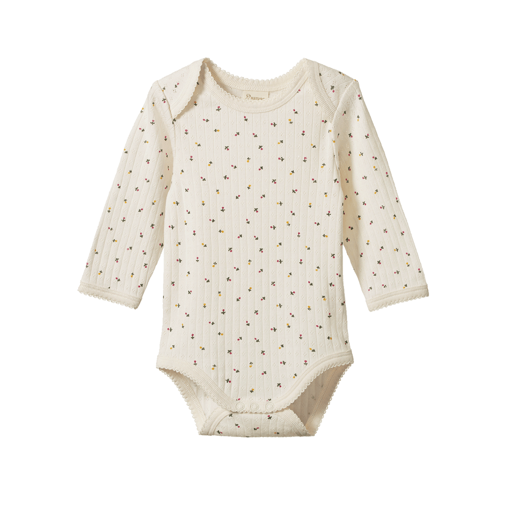 Nature Baby Long Sleeve Bodysuit Pointelle - Aster Floral Print