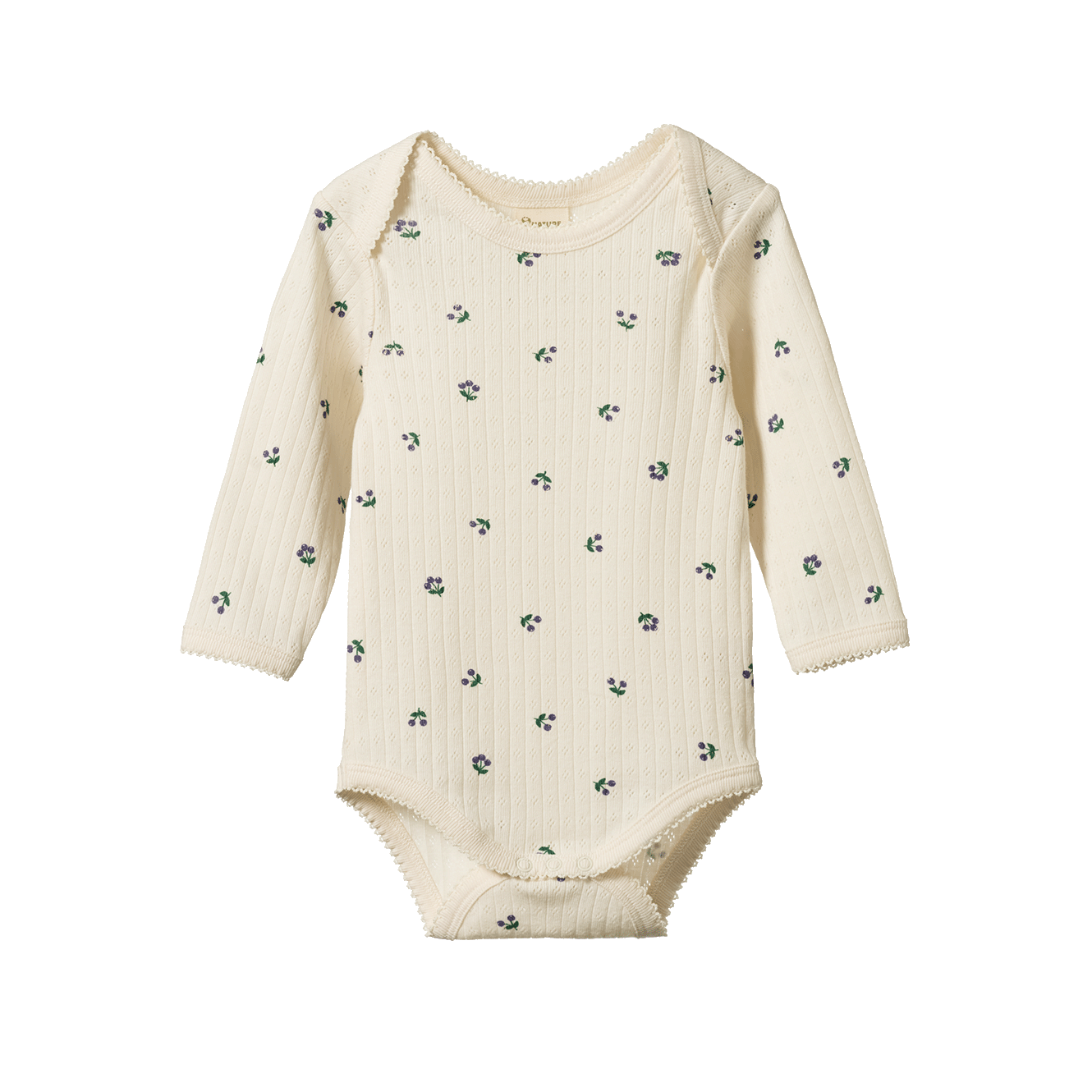 Long Sleeve Bodysuit Pointelle - Winter Berry Print