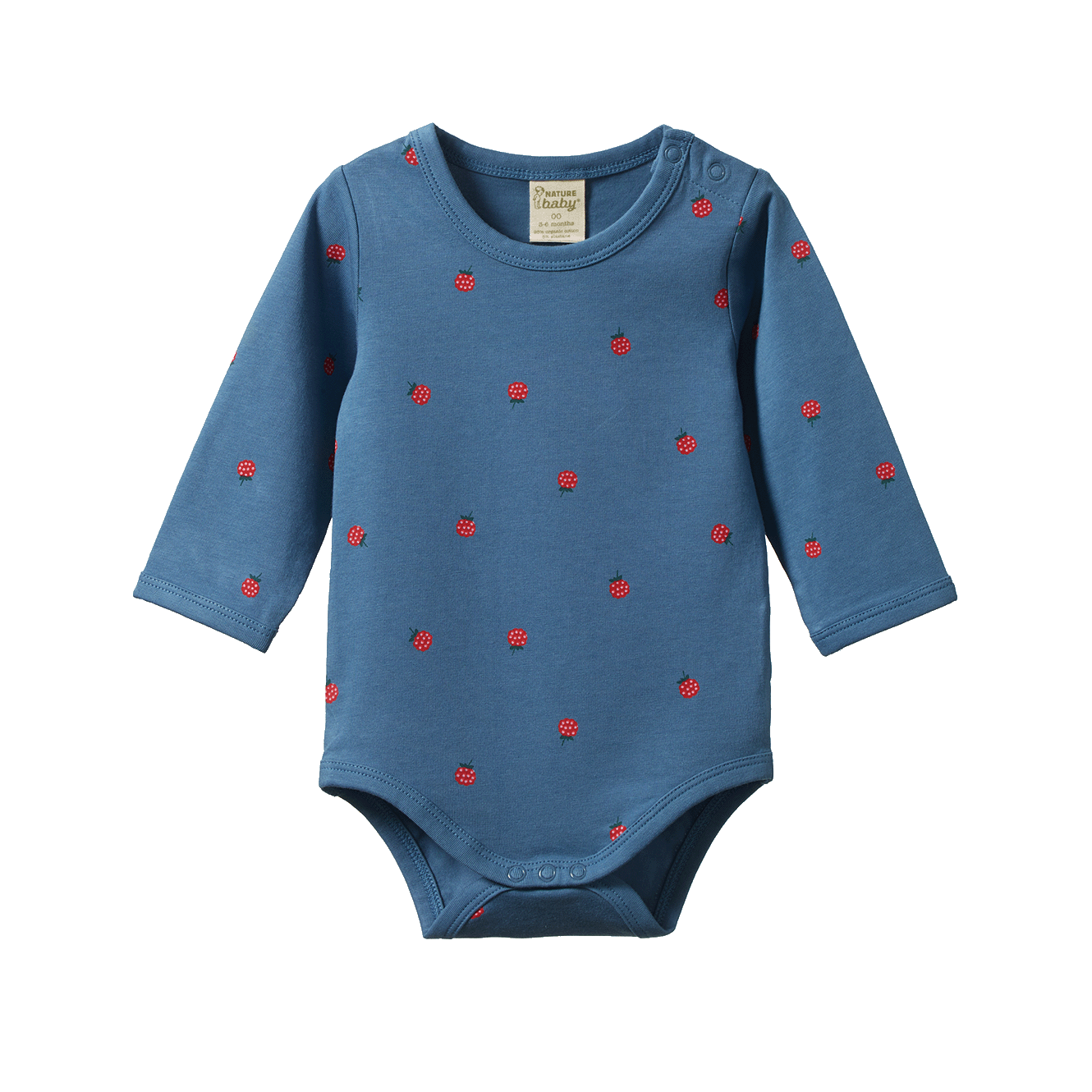 Nature Baby Stretch Jersey Long Sleeve Bodysuit - Raspberry Blue Print