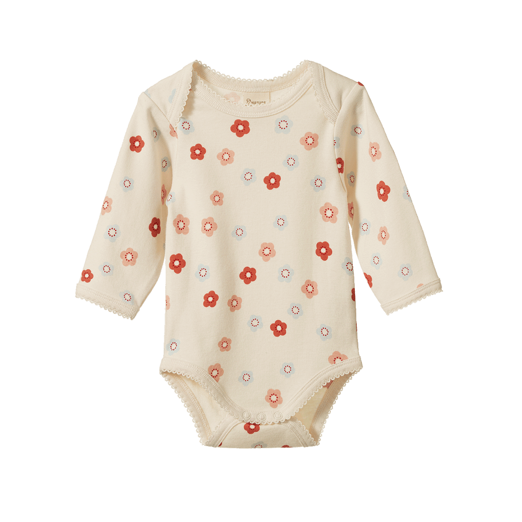 Longsleeve Bodysuit - Petite Flora Stamp Print