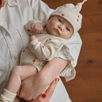 Cotton Knotted Beanie -  Raspberry Print