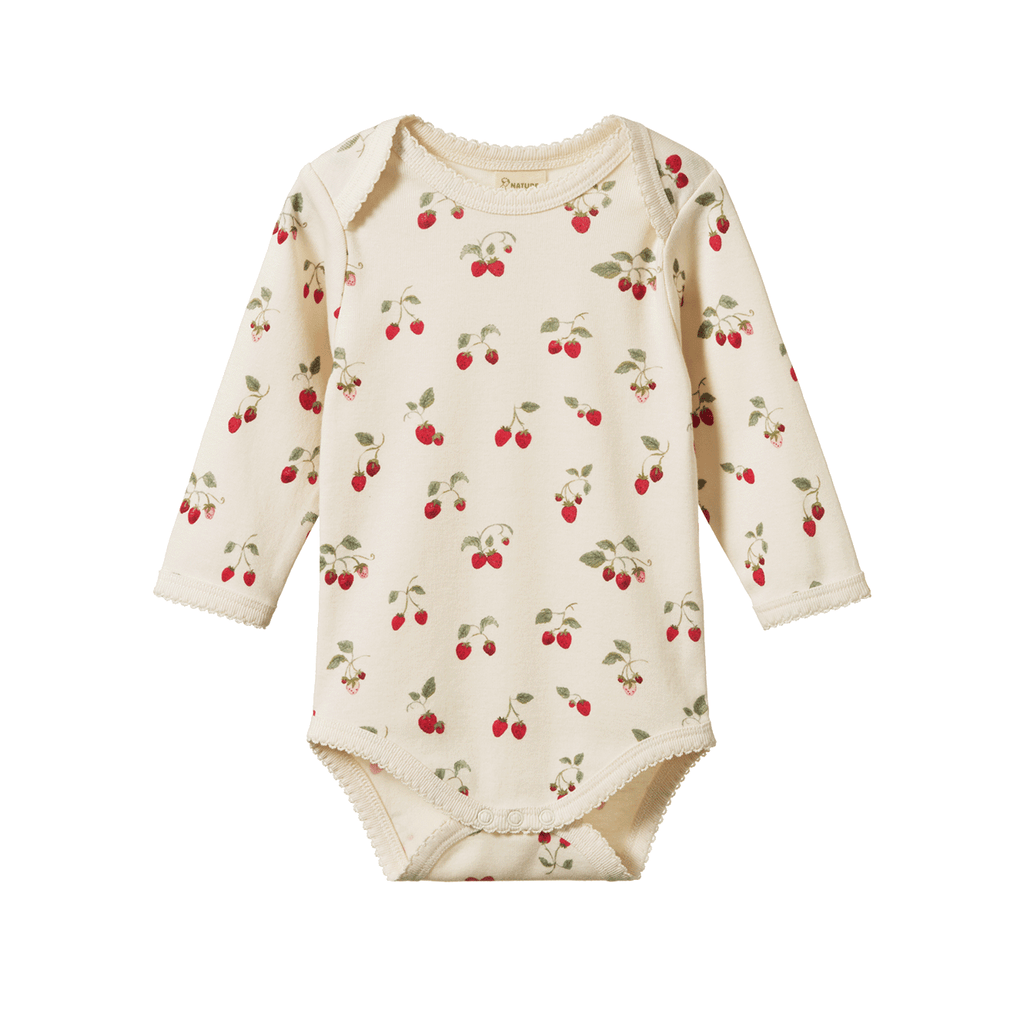 Nature Baby Long Sleeve Bodysuit - Strawberry Blush