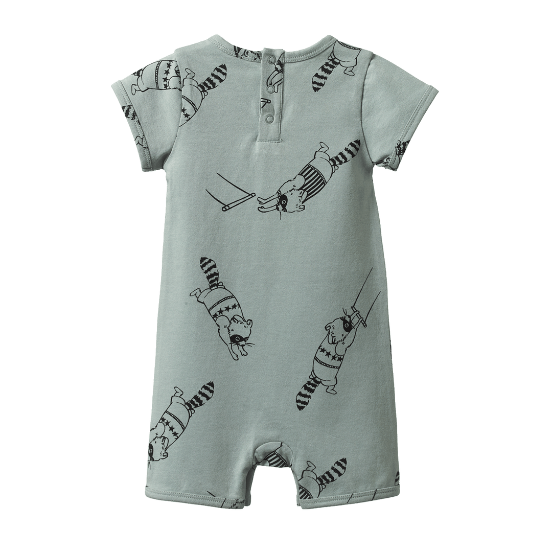 Nature Baby Quincy Romper - Raccoon Rhapsody Print