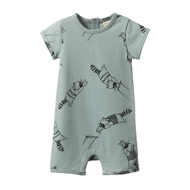 Nature Baby Quincy Romper - Raccoon Rhapsody Print