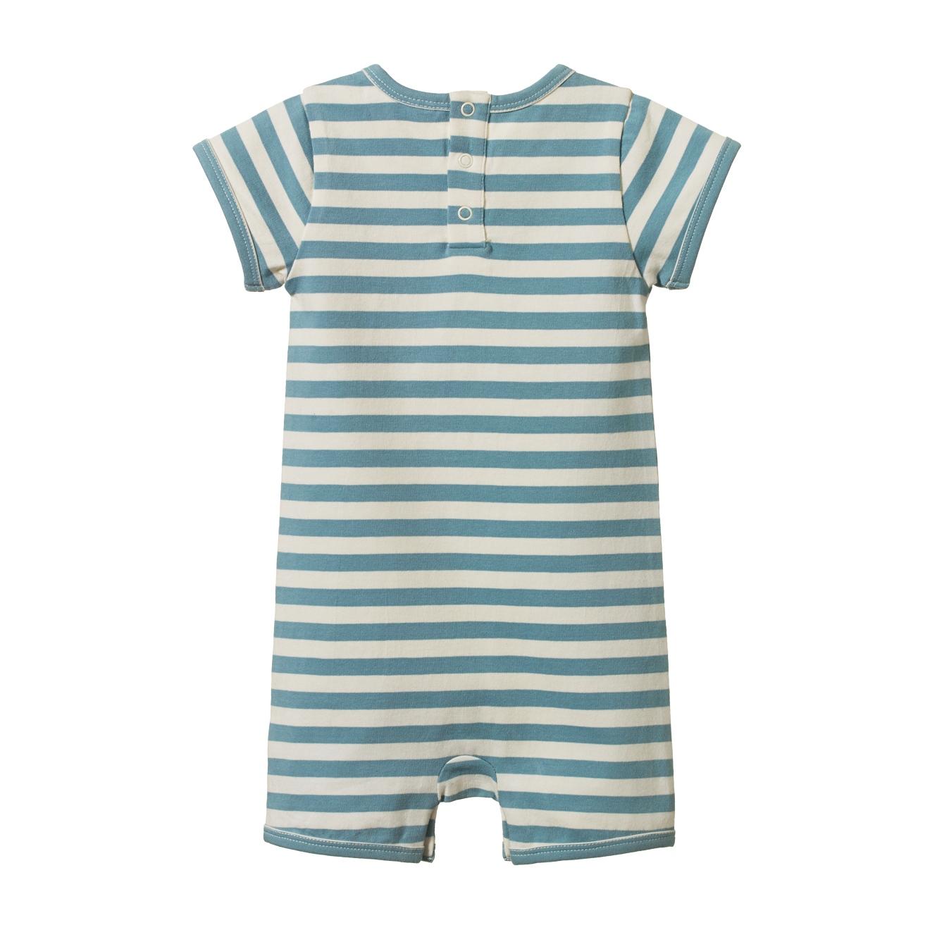 Nature Baby Short Sleeve Quincy Romper - Mineral Sea Stripe