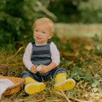 Tobi Overalls Sweatshirting - Navy Bold Stripe