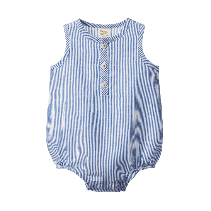 Nature Baby Cedar Suit Linen - Blue Stripe