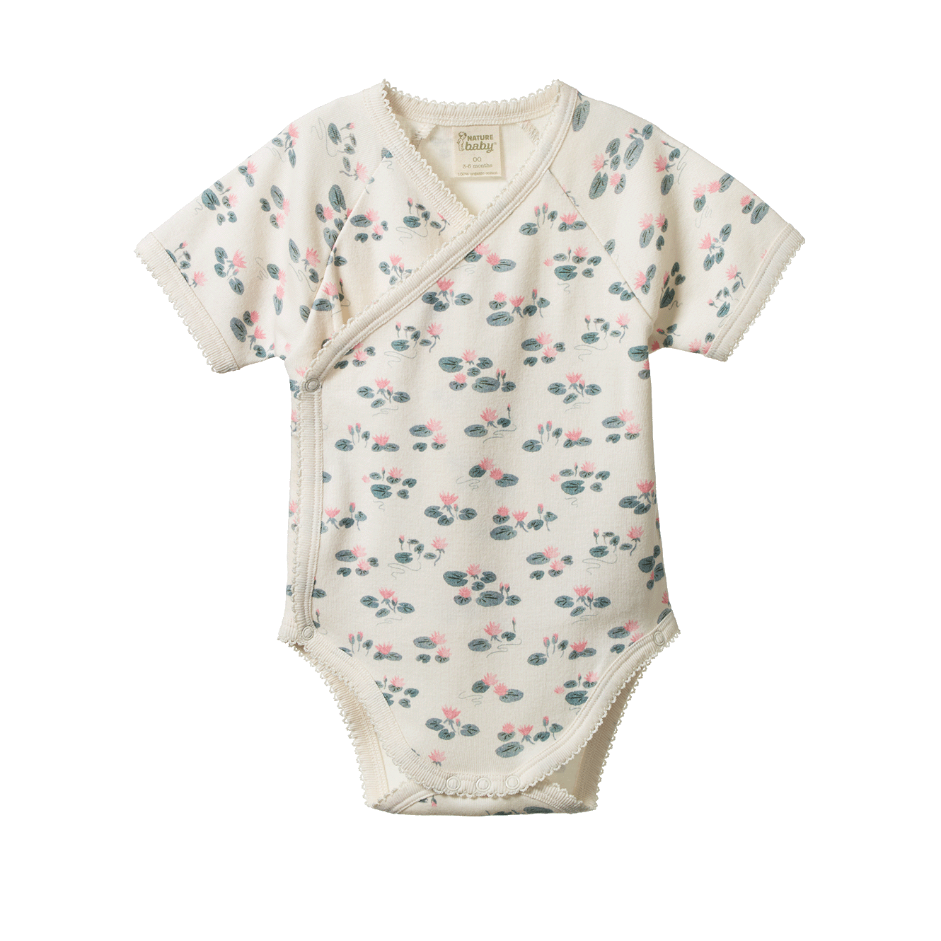 Short Sleeve Kimono Bodysuit - Waterlilies Print