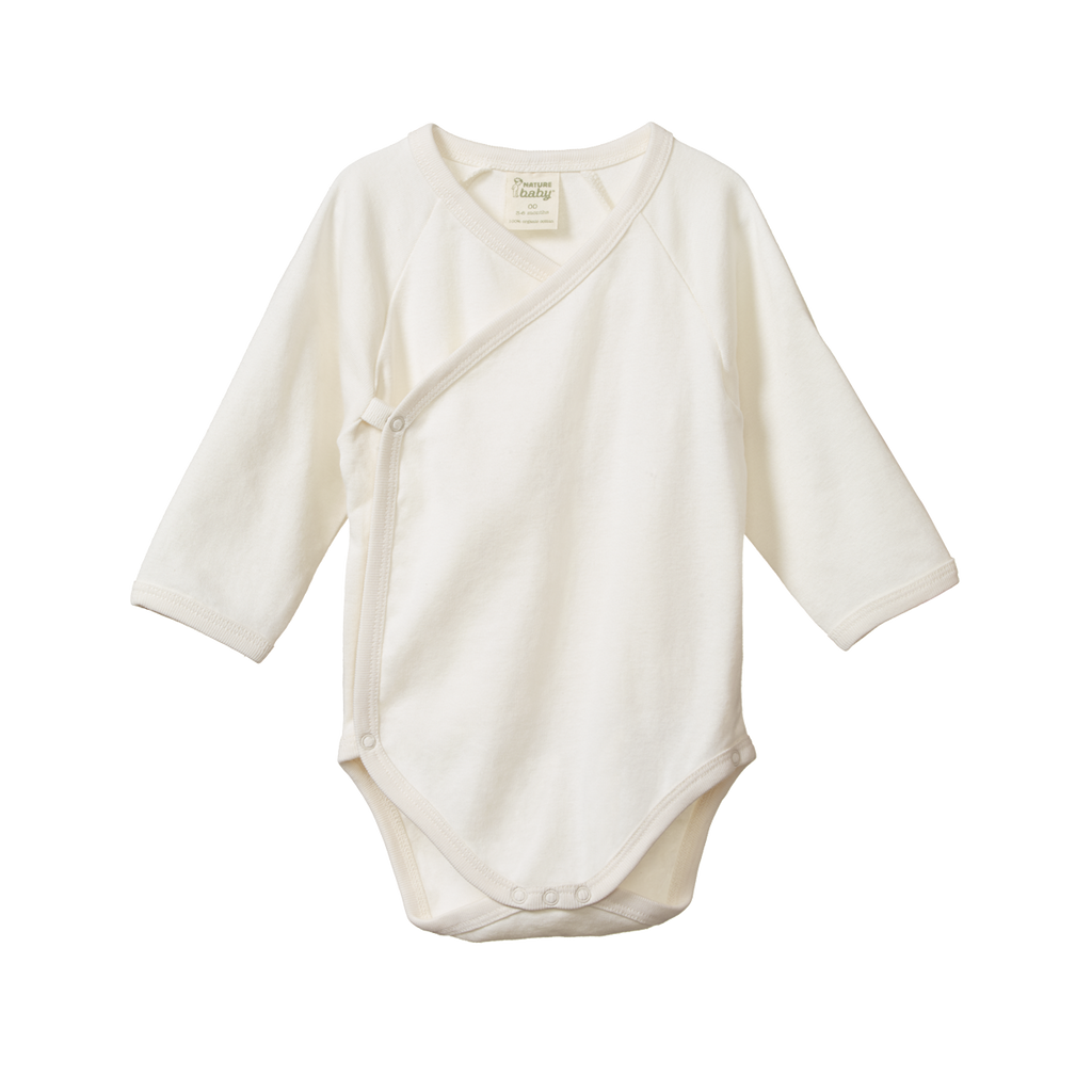 Nature Baby Long Sleeve Kimono Bodysuit - Natural
