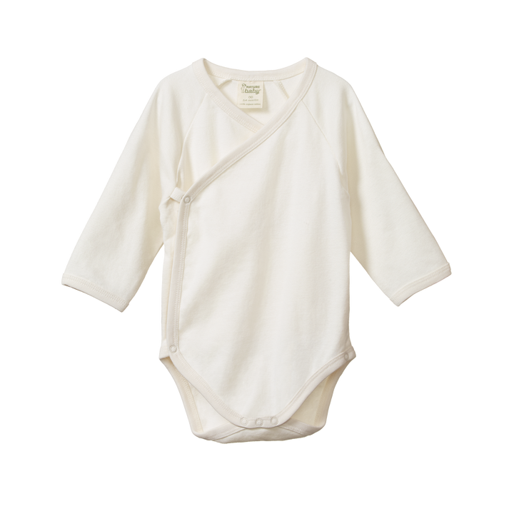 Nature Baby Long Sleeve Kimono Bodysuit - Natural