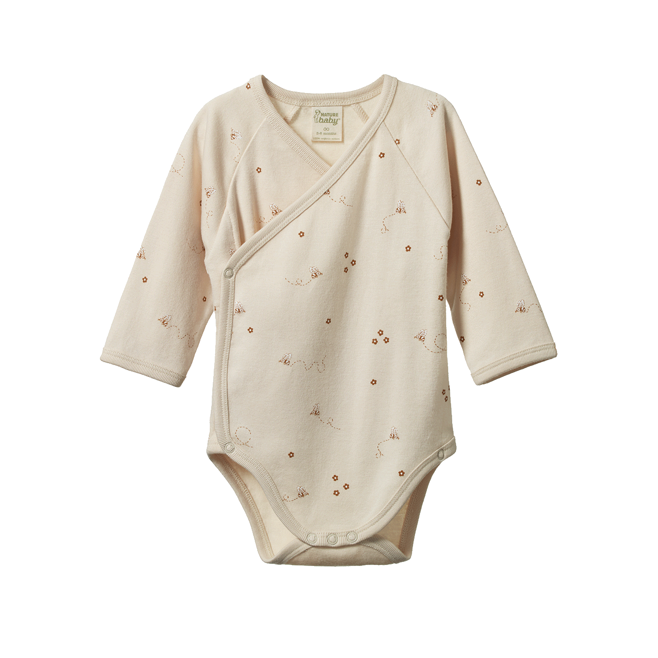 Nature Baby Long Sleeve Kimono Bodysuit - Bumble Bee Print