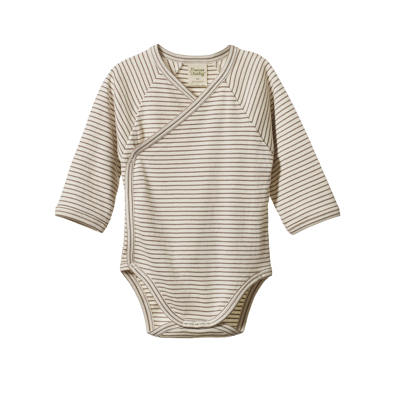 Nature Baby Kimono Bodysuit - Mushroom Pinstripe
