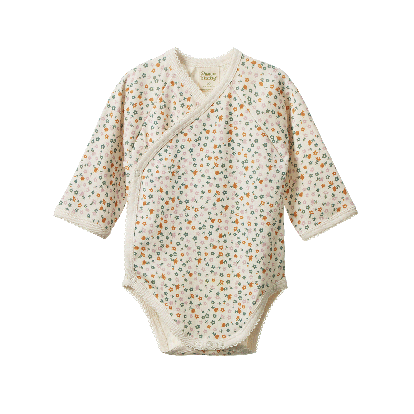 Nature Baby Long Sleeve Kimono Bodysuit - Pollyanna Print