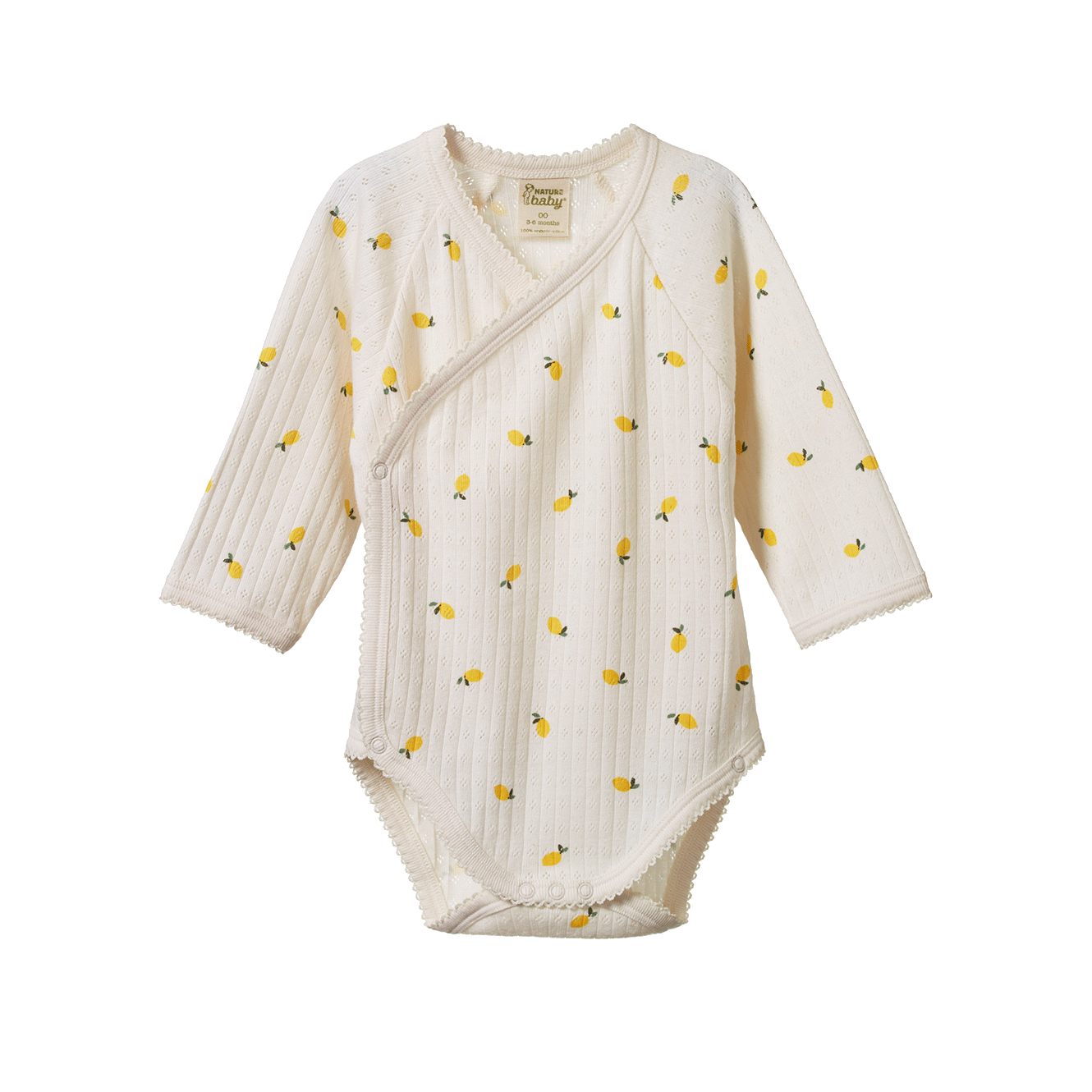 Long Sleeve Kimono Bodysuit Pointelle - Lemon Print