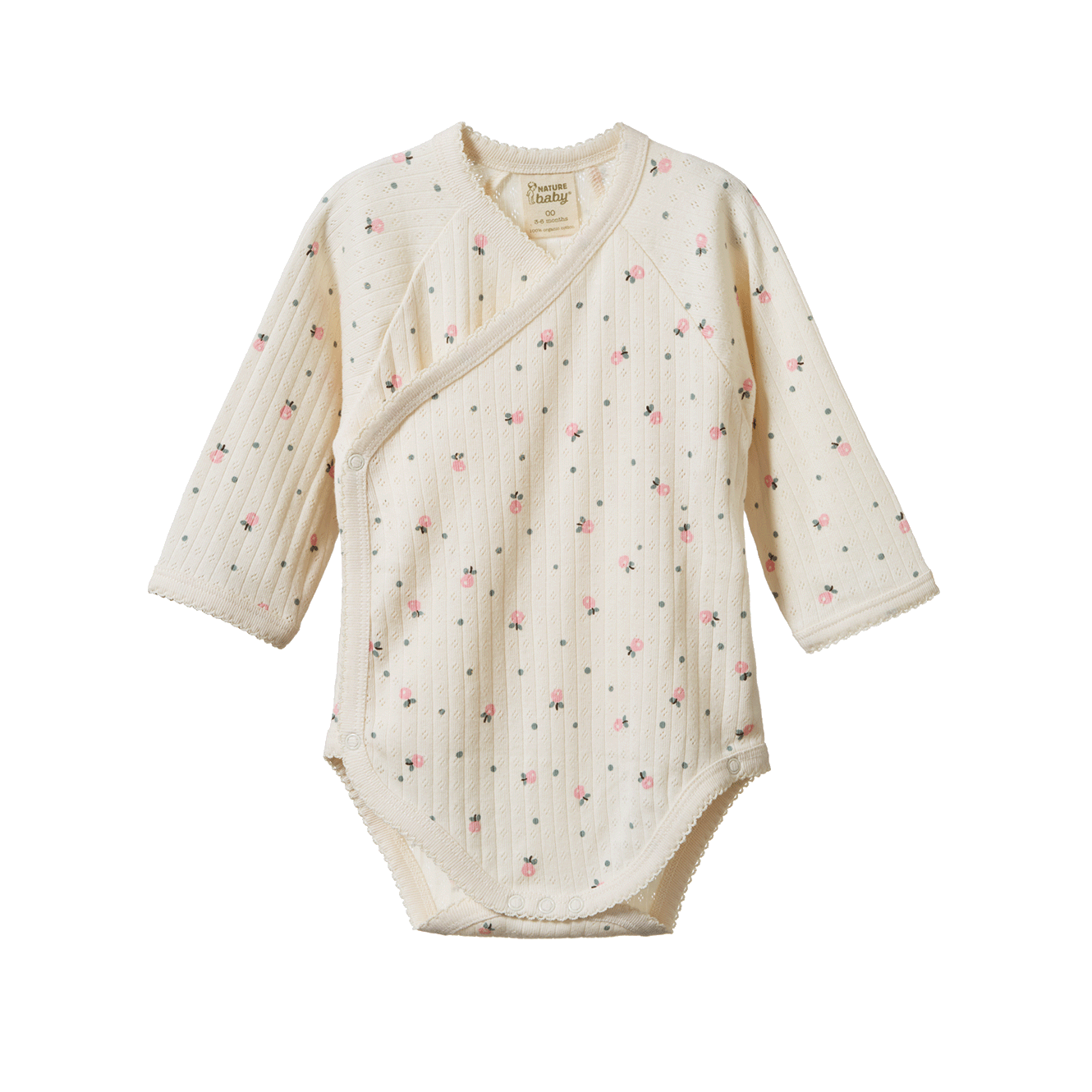 Nature Baby Long Sleeve Kimono Bodysuit Pointelle - Posey Blossom