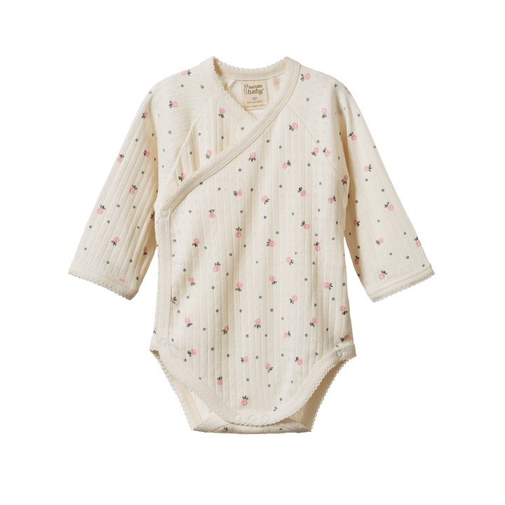 Nature Baby Long Sleeve Kimono Bodysuit Pointelle - Posey Blossom
