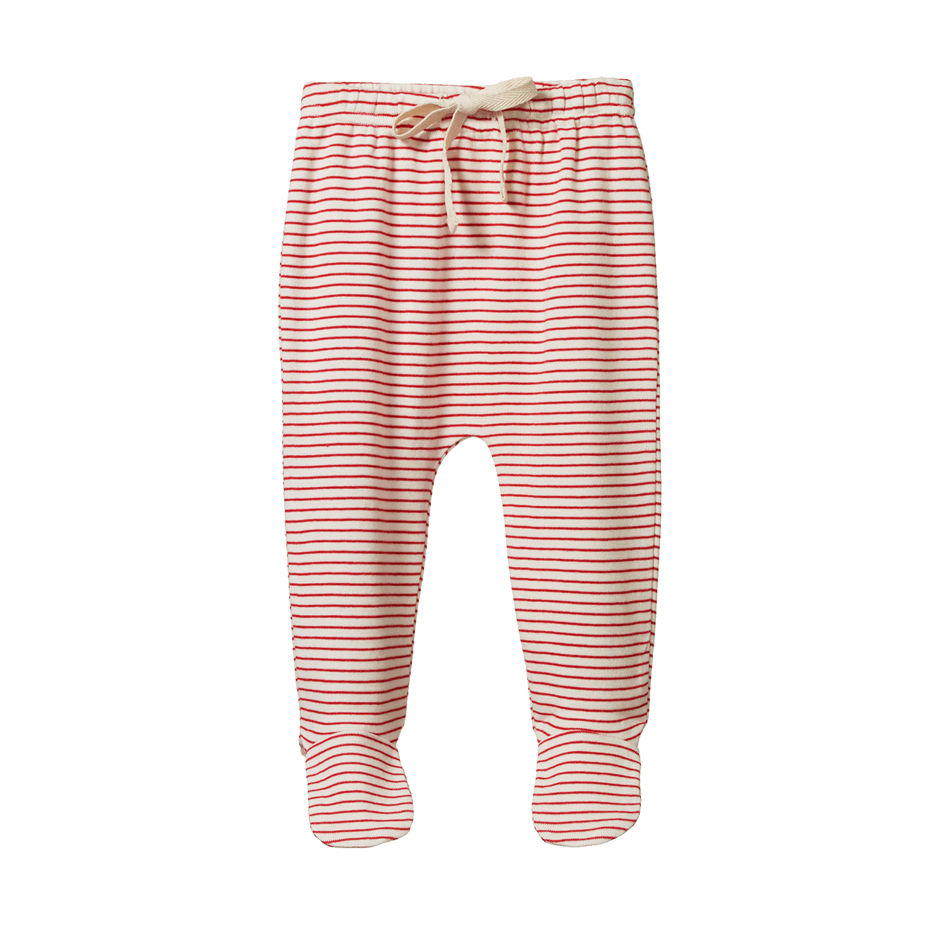Footed Rompers - Red Pinstripe