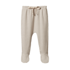 Footed Rompers - Mushroom Pinstripe
