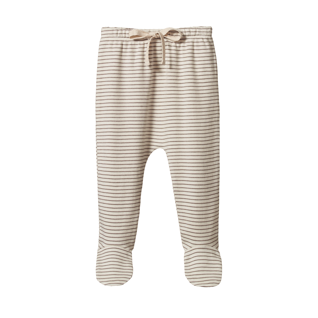 Nature Baby Footed Rompers - Mushroom Pinstripe