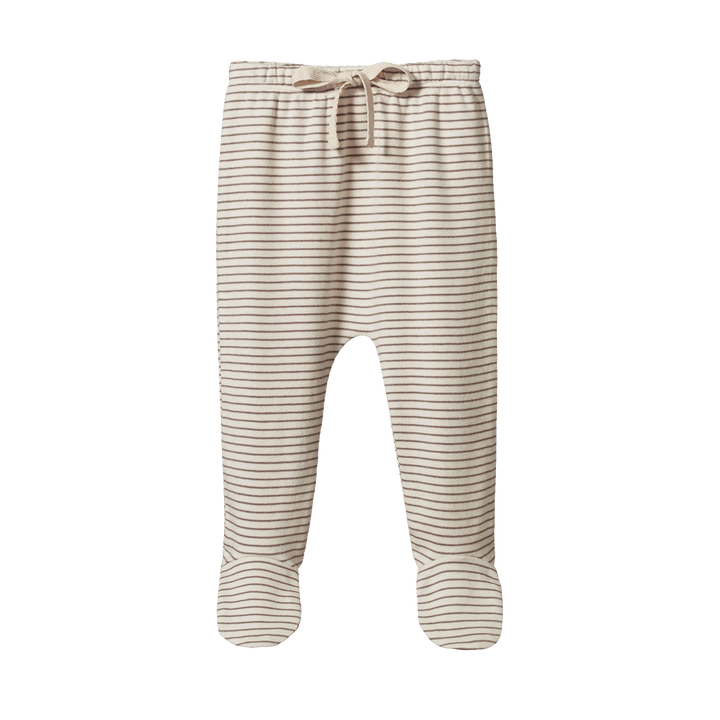 Nature Baby Footed Rompers - Mushroom Pinstripe