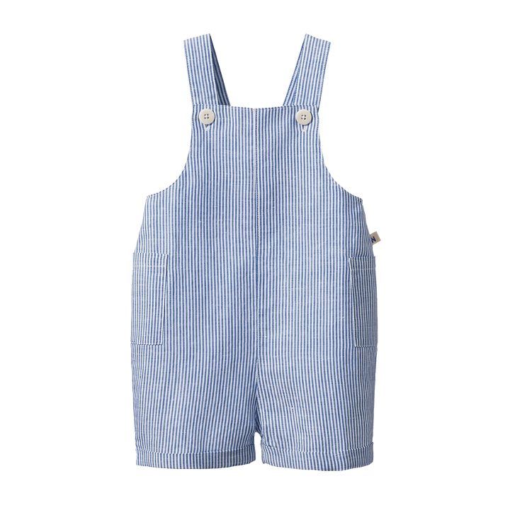 Nature Baby Tucker Shortie Overalls - Blue Stripe