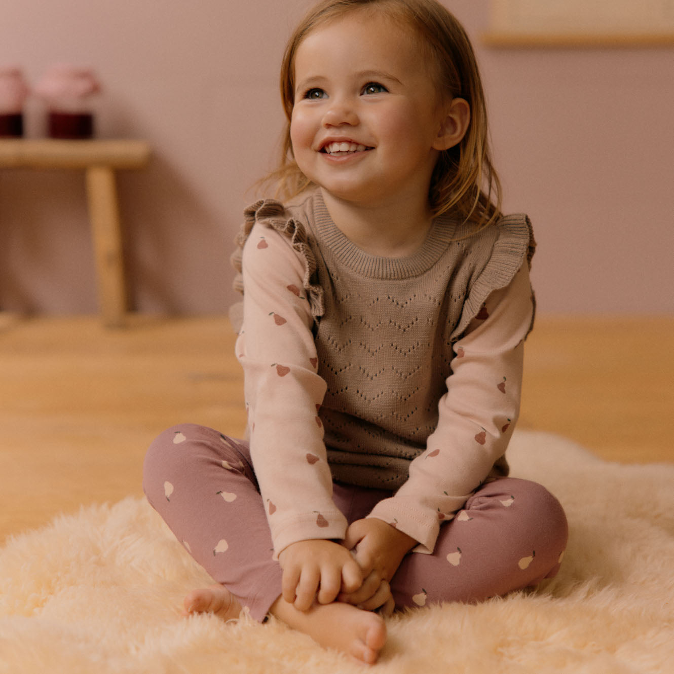 Nature Baby Leggings - Petite Pear Rhubarb Print