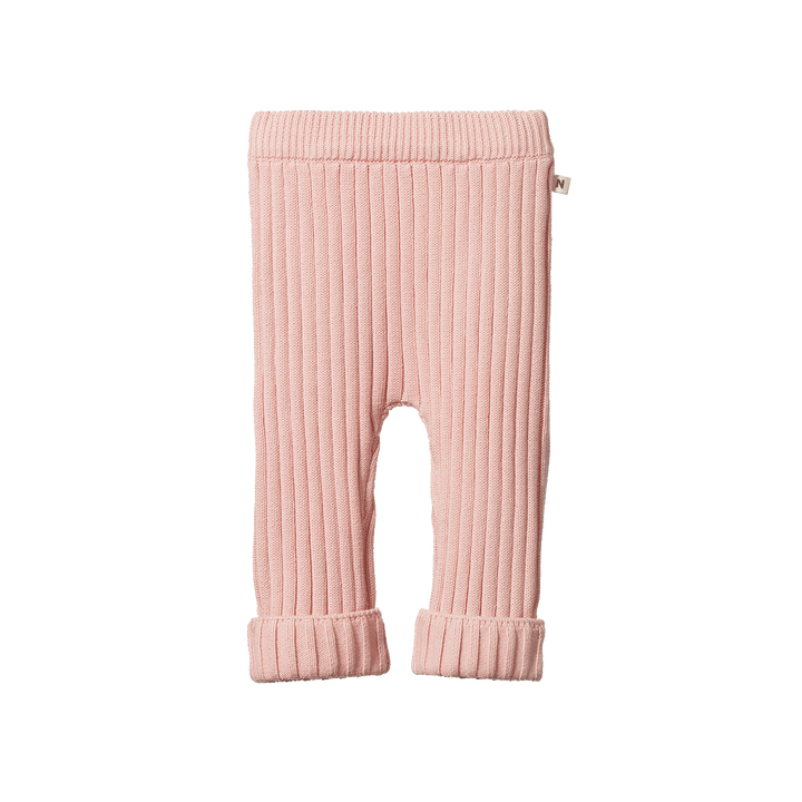 Nature Baby Lou Pants Cotton Knit - Rose Bud