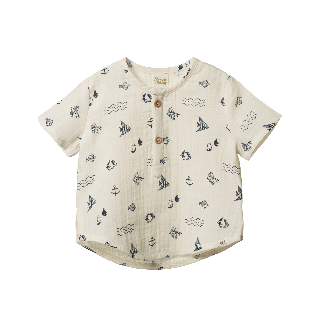 Nature Baby Short Sleeve Caravan Shirt - Atlantic Navy Print