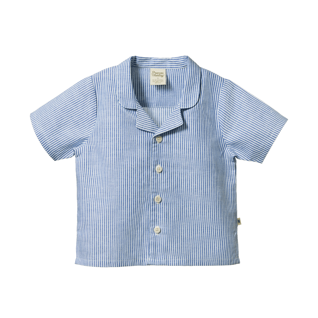 Nature Baby Guthrie Shirt Linen - Blue Stripe