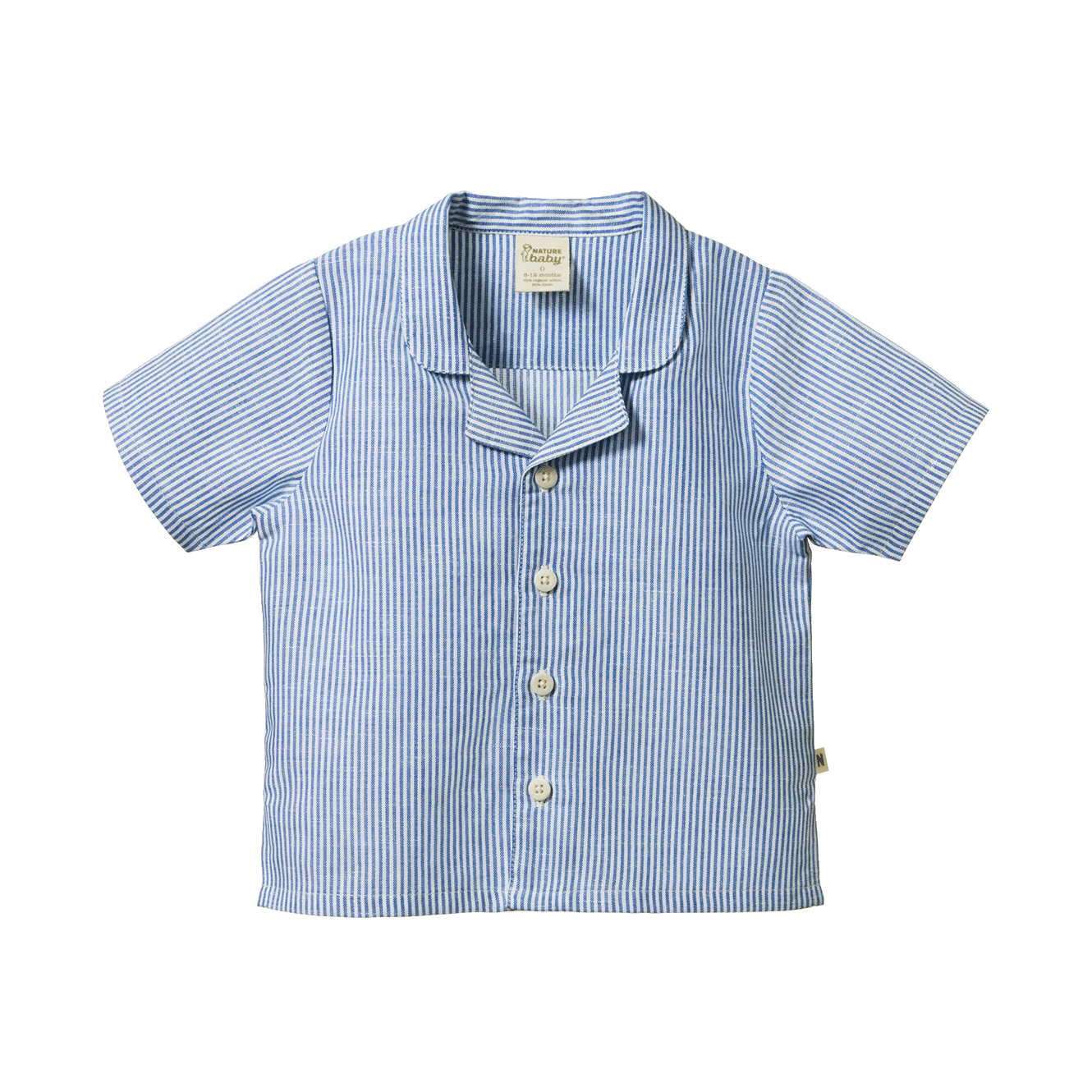 Nature Baby Guthrie Shirt Linen - Blue Stripe