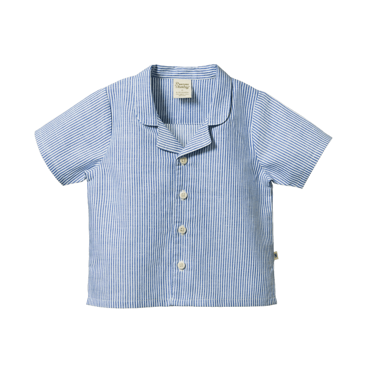 Nature Baby Guthrie Shirt Linen - Blue Stripe