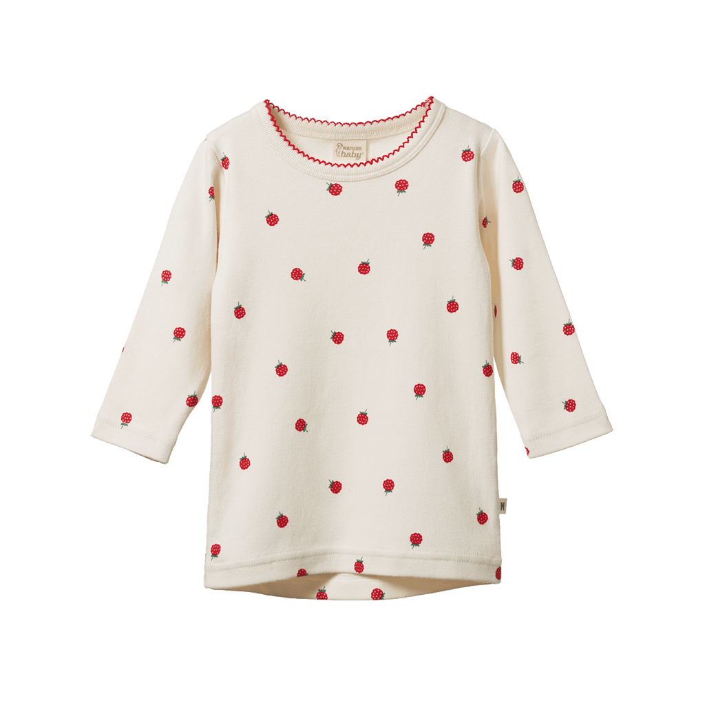 Nature Baby Long Sleeve Cloud Tee - Raspberry Print