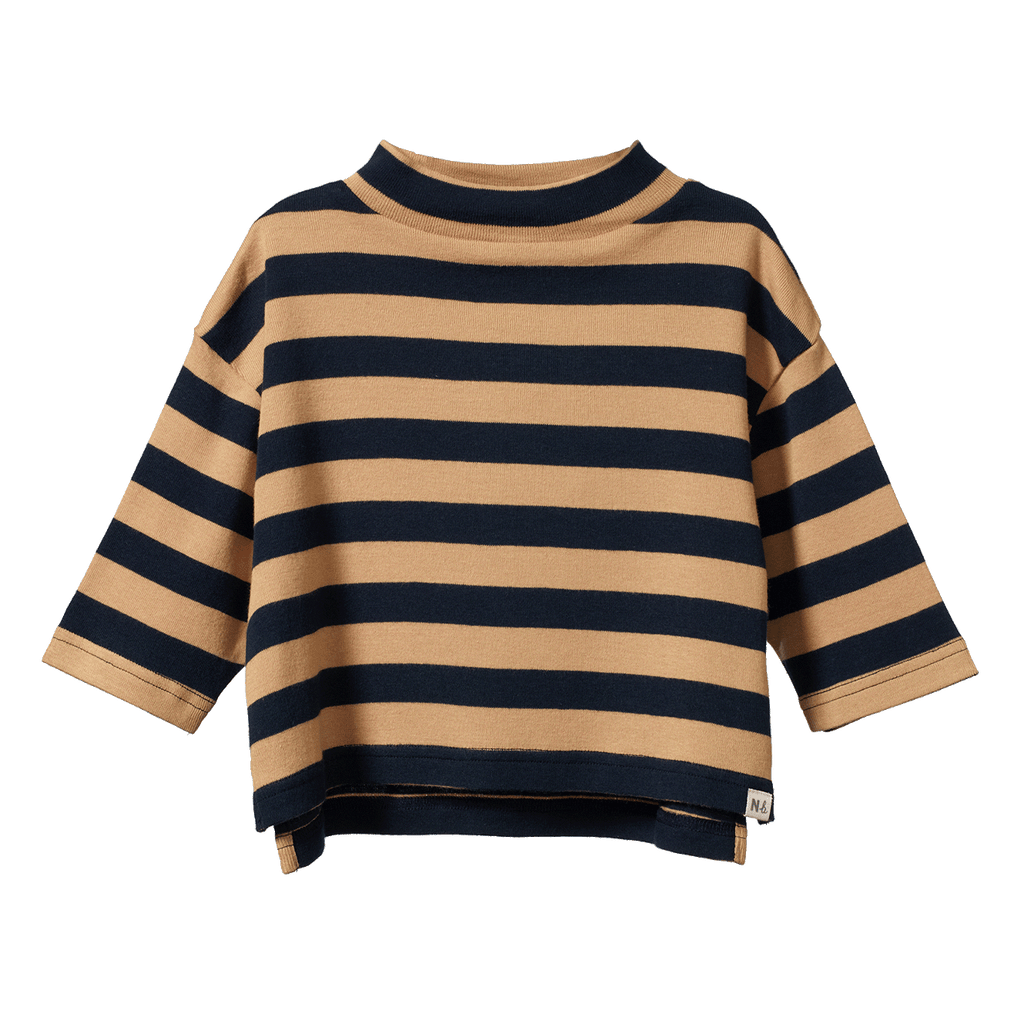 Turtle Neck - Navy/Caramel Stripe