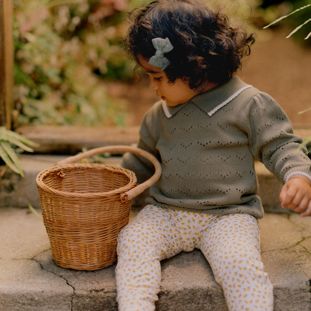 Nature Baby Long Sleeve Maeve Polo - Hedge Green