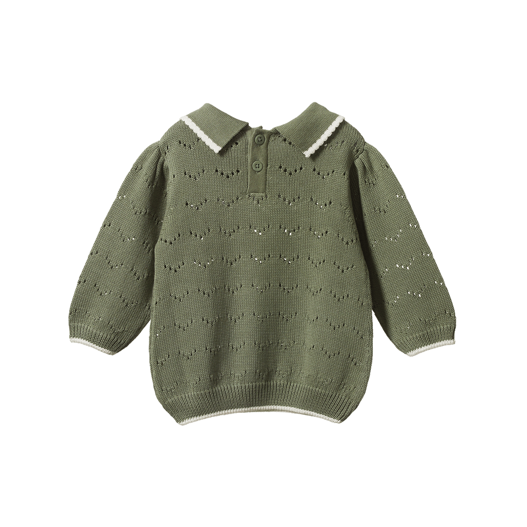 Nature Baby Long Sleeve Maeve Polo - Hedge Green