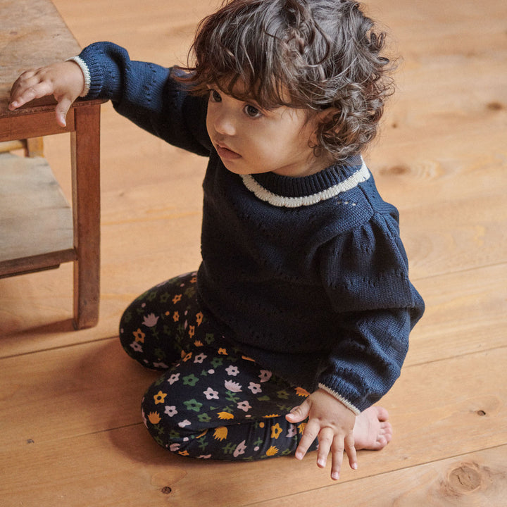 Nature Baby Long Sleeve Maeve Tee - Navy Pointelle