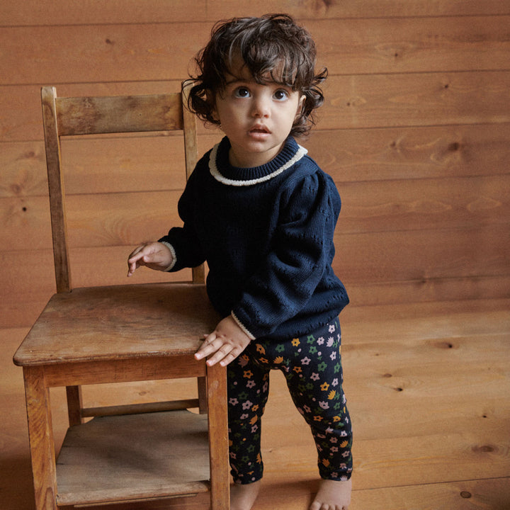 Nature Baby Long Sleeve Maeve Tee - Navy Pointelle