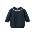 Long Sleeve Maeve Tee - Navy Pointelle