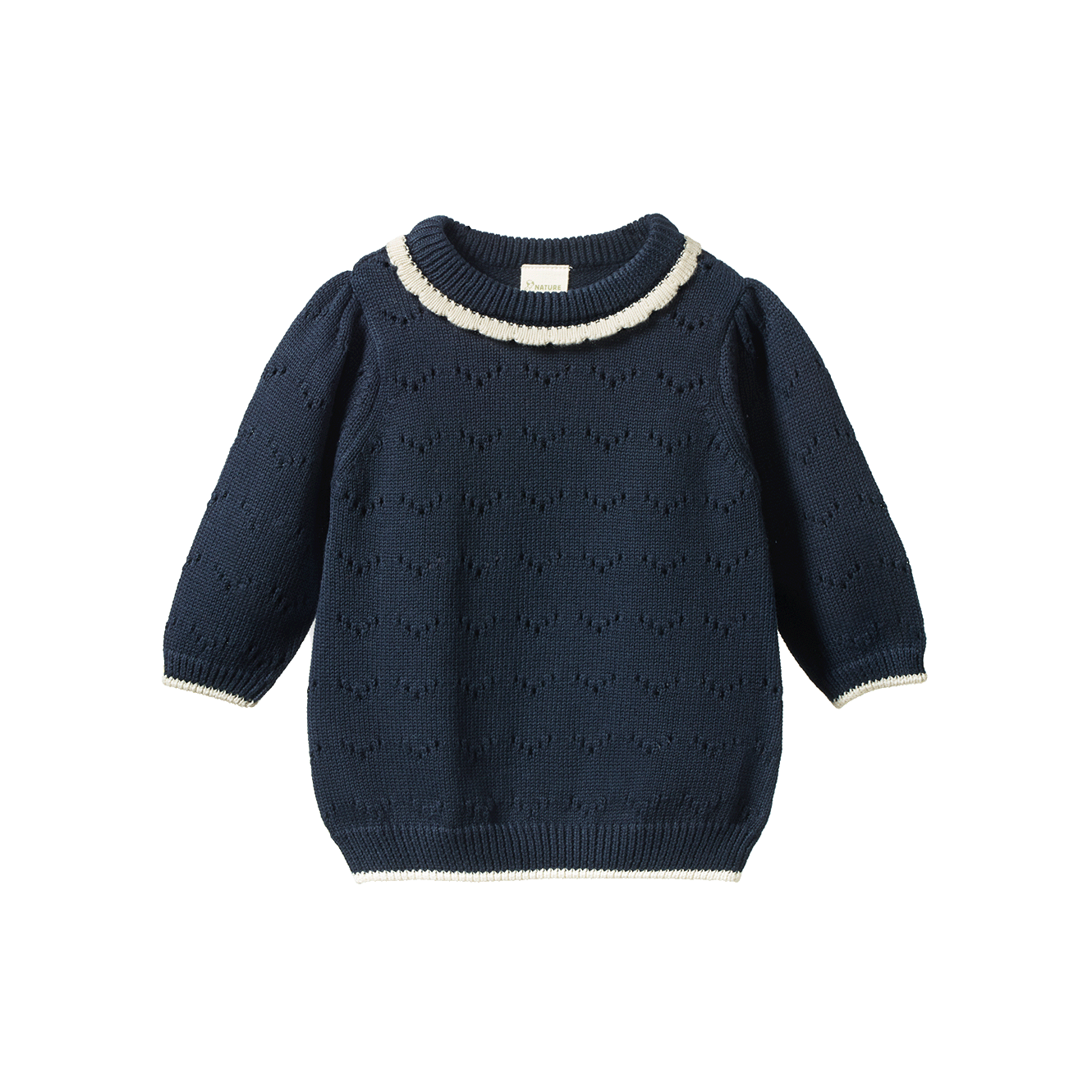 Nature Baby Long Sleeve Maeve Tee - Navy Pointelle