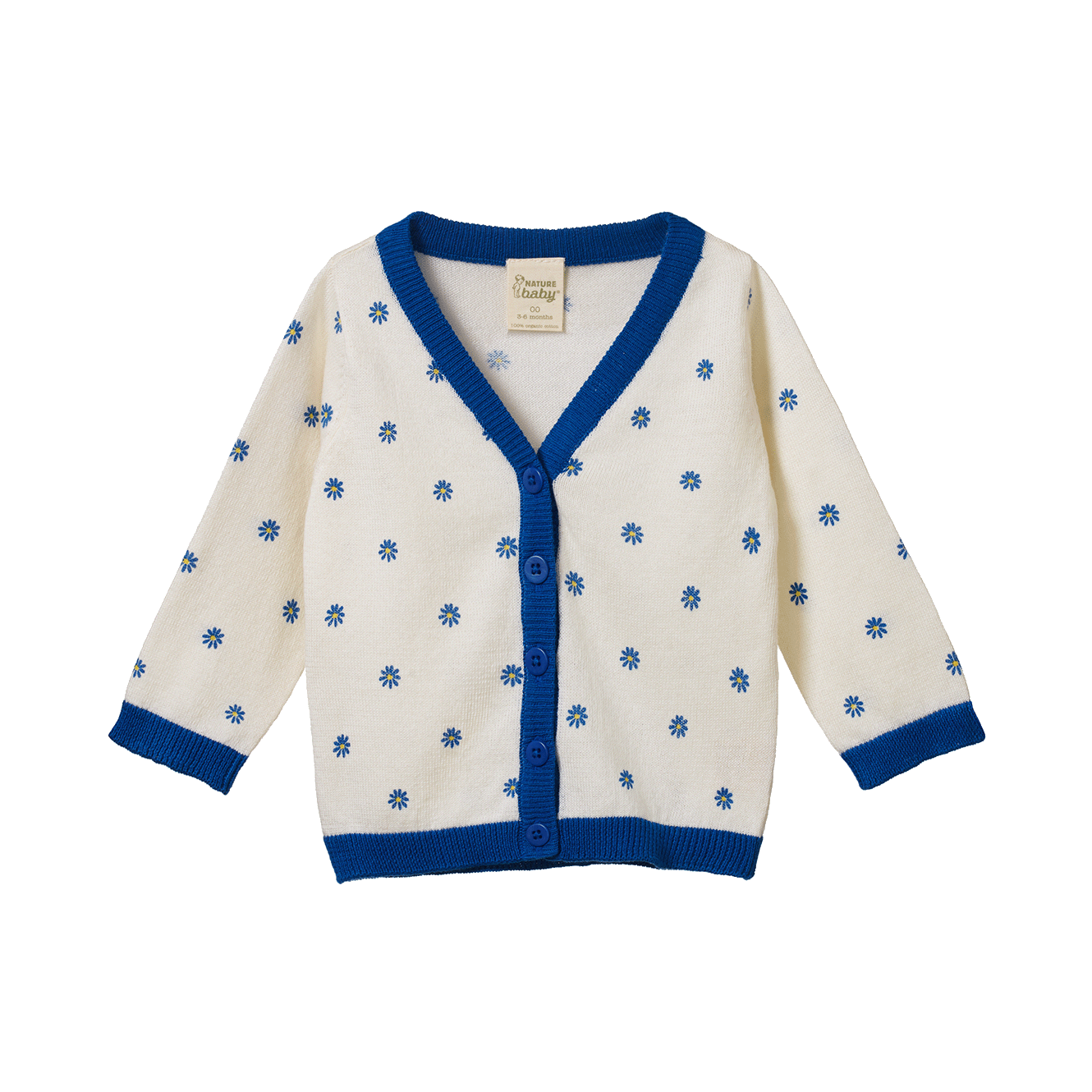Nature Baby Light Cotton Knit Cardigan - Daisy Daze Blue Print