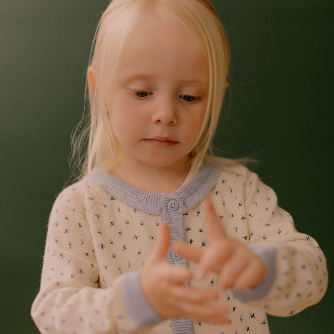 Nature Baby Piper Cardigan - Blue Tulip Print