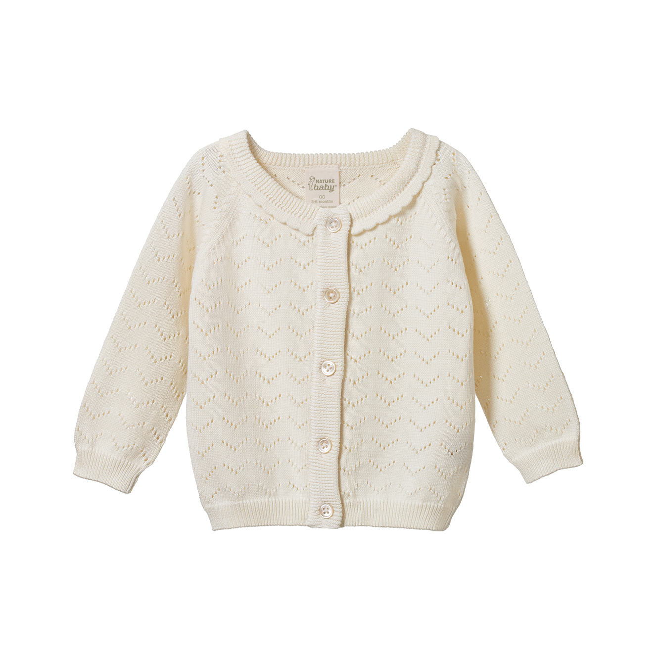 Nature Baby Piper Cardigan - Natural Pointelle