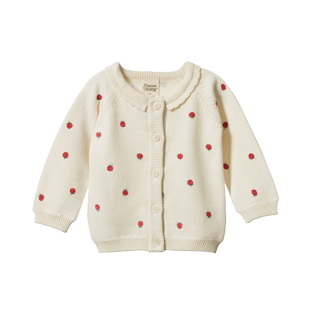 Nature Baby Piper Cardigan - Raspberry Print