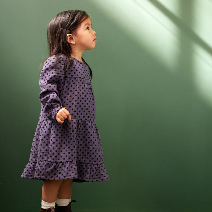 Nature Baby Elliot Dress - Violet Polka Dot Print