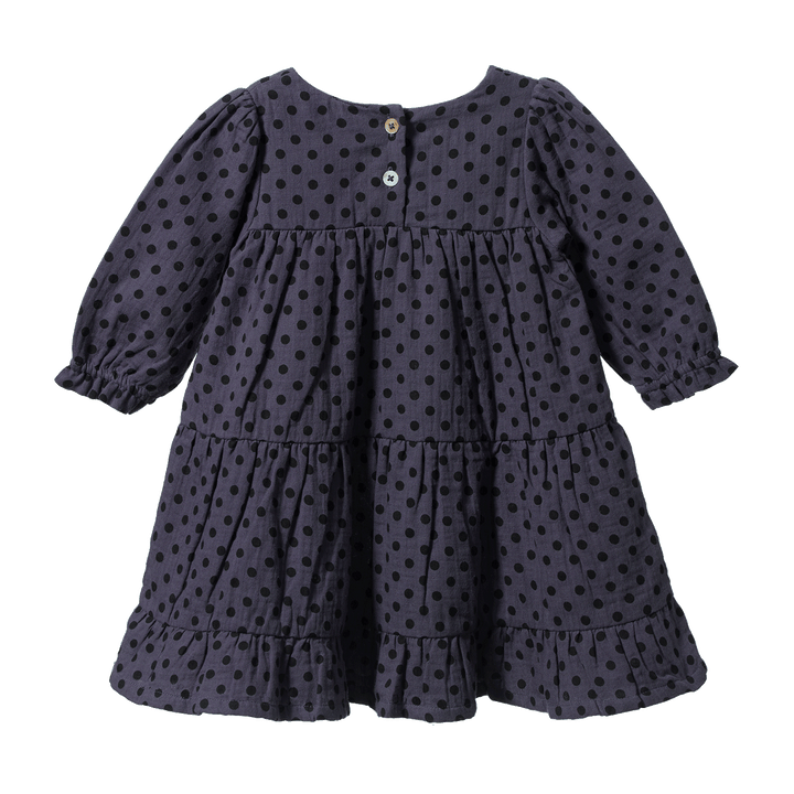 Nature Baby Elliot Dress - Violet Polka Dot Print