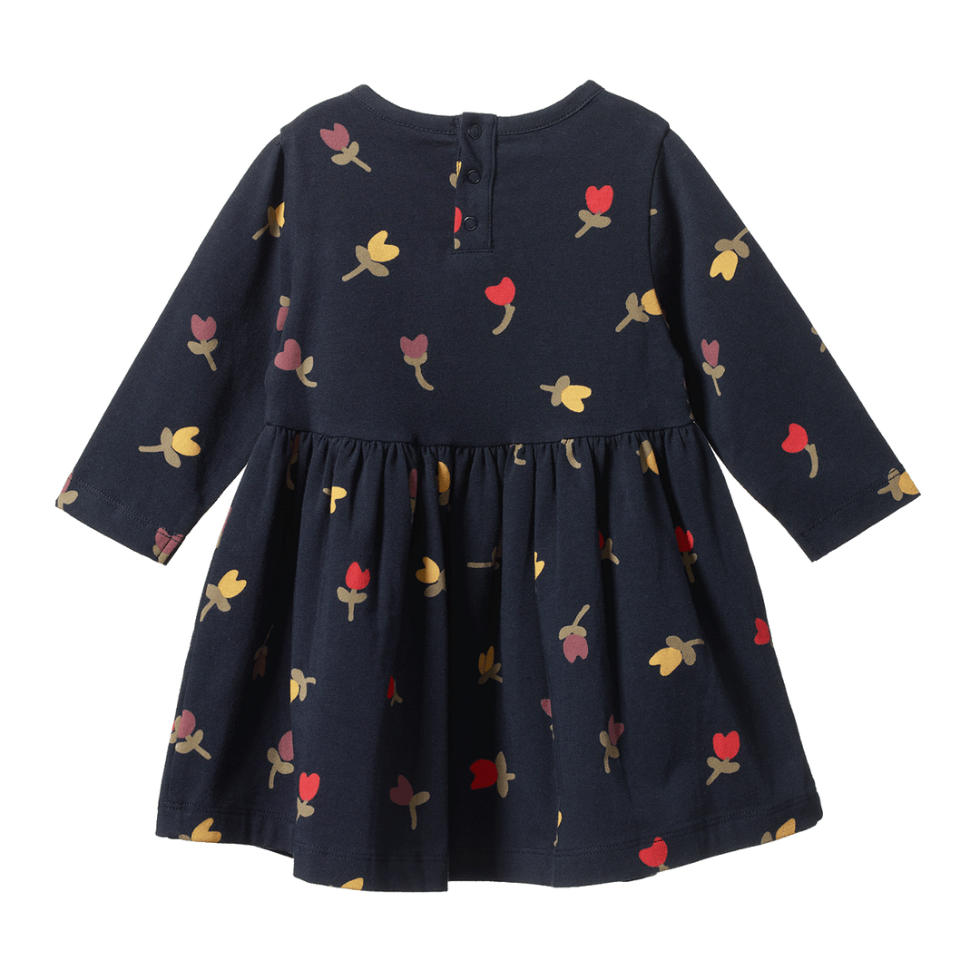 Nature Baby Long Sleeve Twirl Dress - Navy Tulip Print
