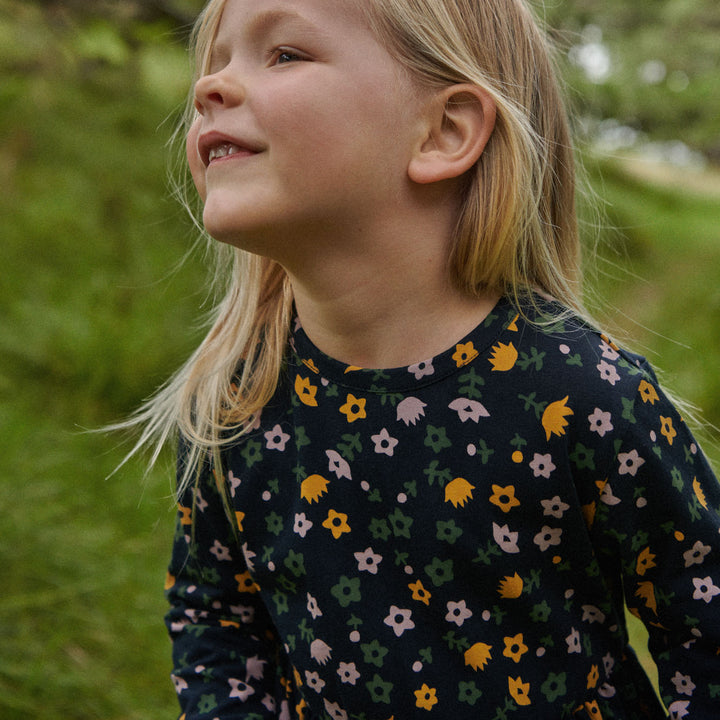 Nature Baby Long Sleeve Twirl Dress - Navy Pollyanna Print