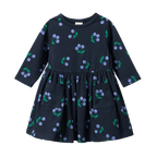 Long Sleeve Twirl Dress - Winter Berry Navy Print