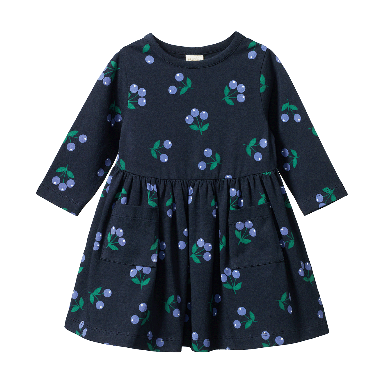 Long Sleeve Twirl Dress - Winter Berry Navy Print