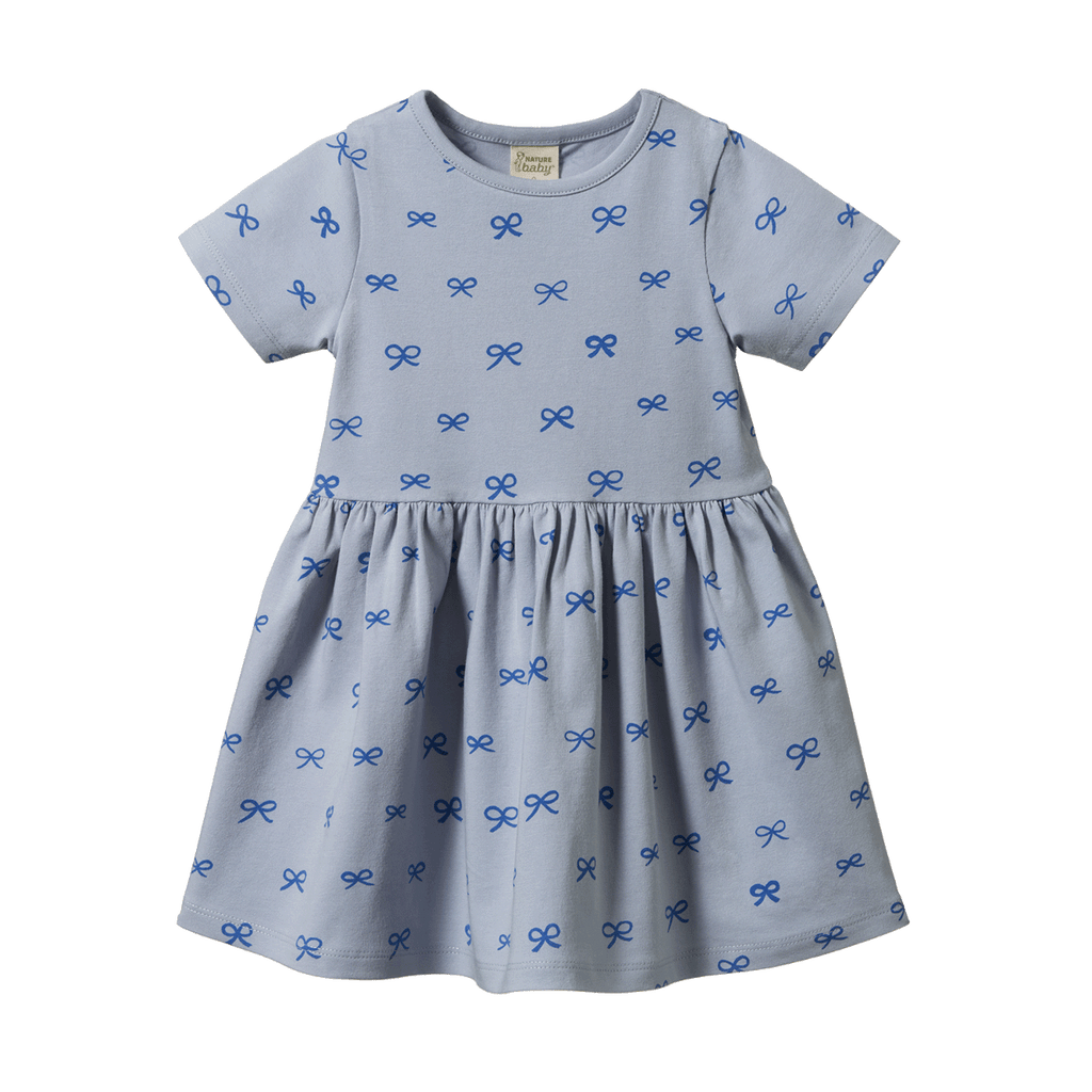 Nature Baby Saturday Dress - Ribbons Zen Blue Print